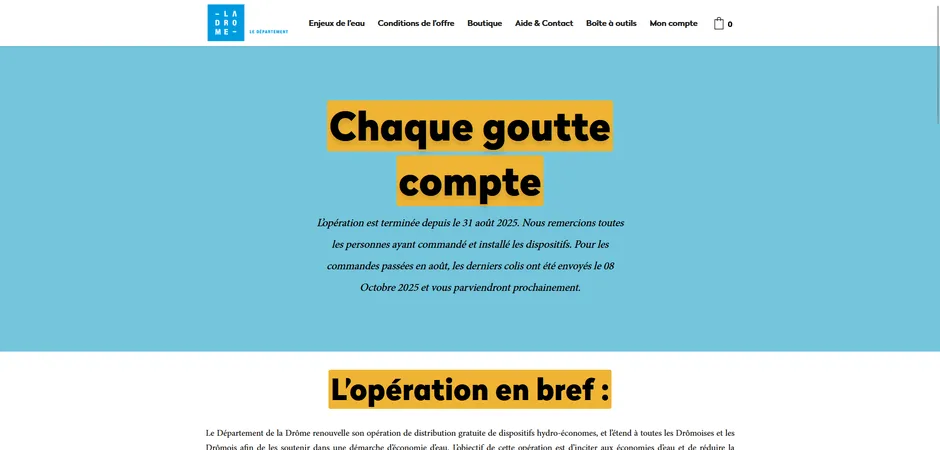 Aperçu du site Chaque goutte compte