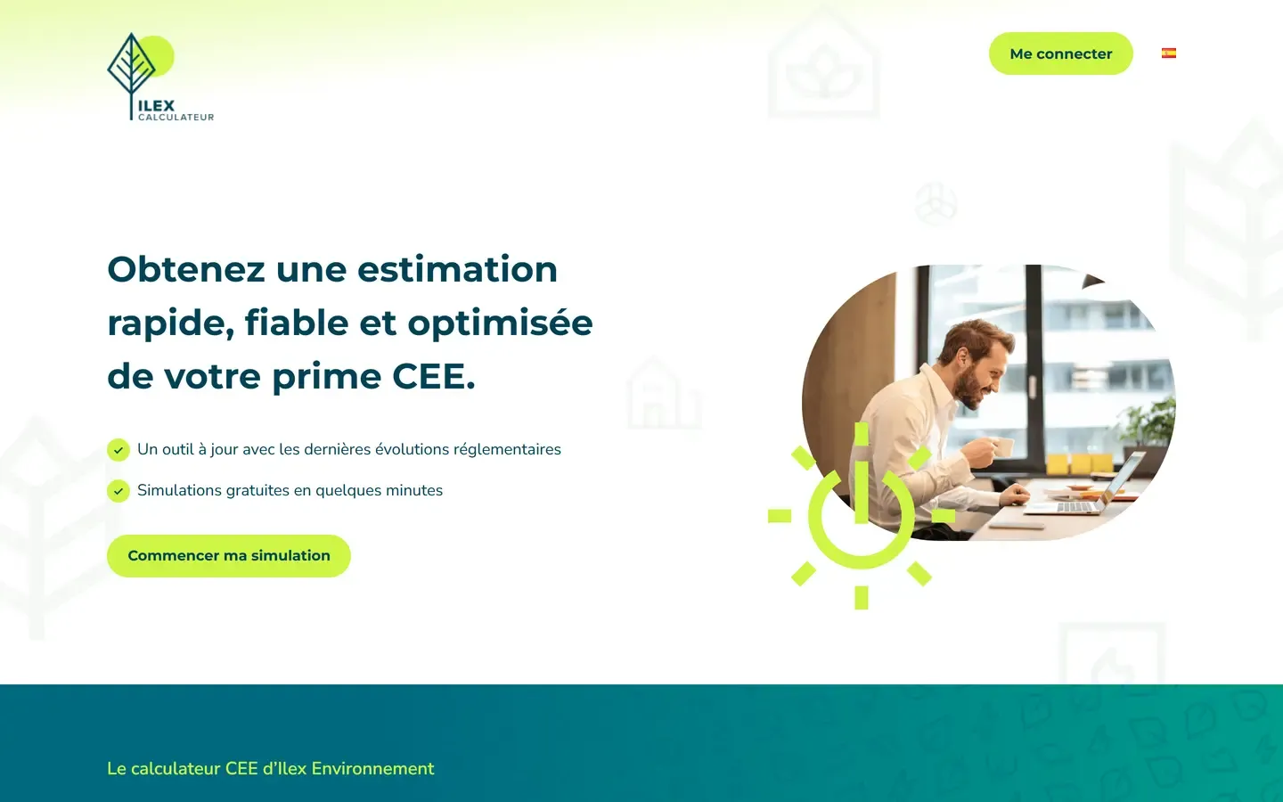 Le calculateur de prime CEE d'Ilex : un formulaire de simulation avec un visuel illustré.