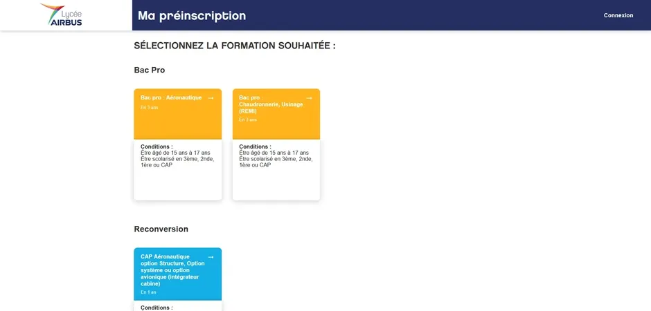 Aperçu du site Lycée Airbus