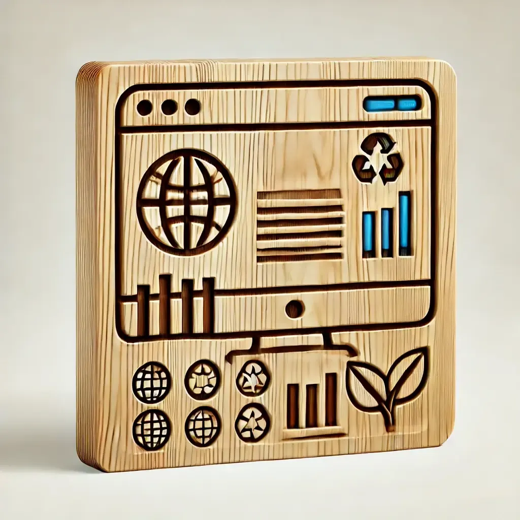 Une plaque en bois gravée d'un ordinateur.